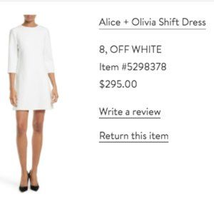 Alice + Olivia white shift dress